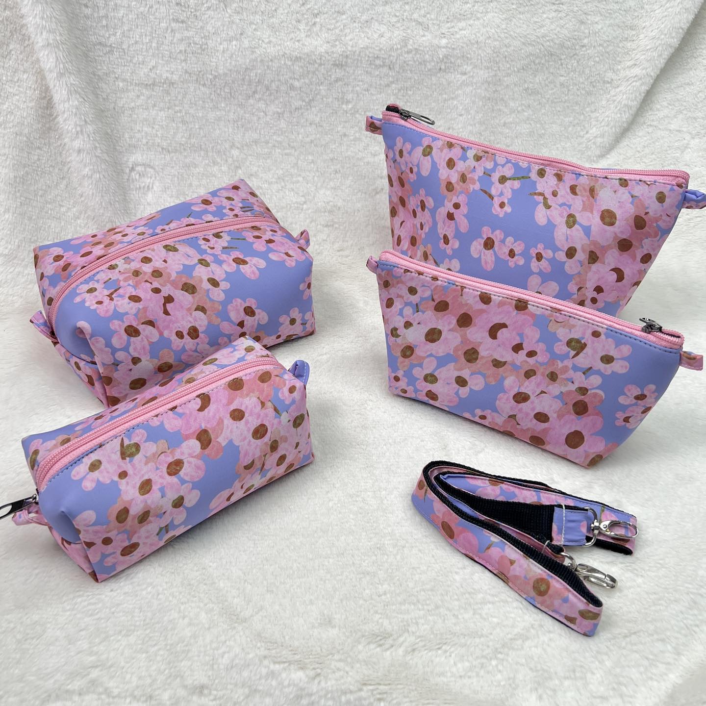 SKY PINK FLORAL CONVERTIBLE POUCH SET