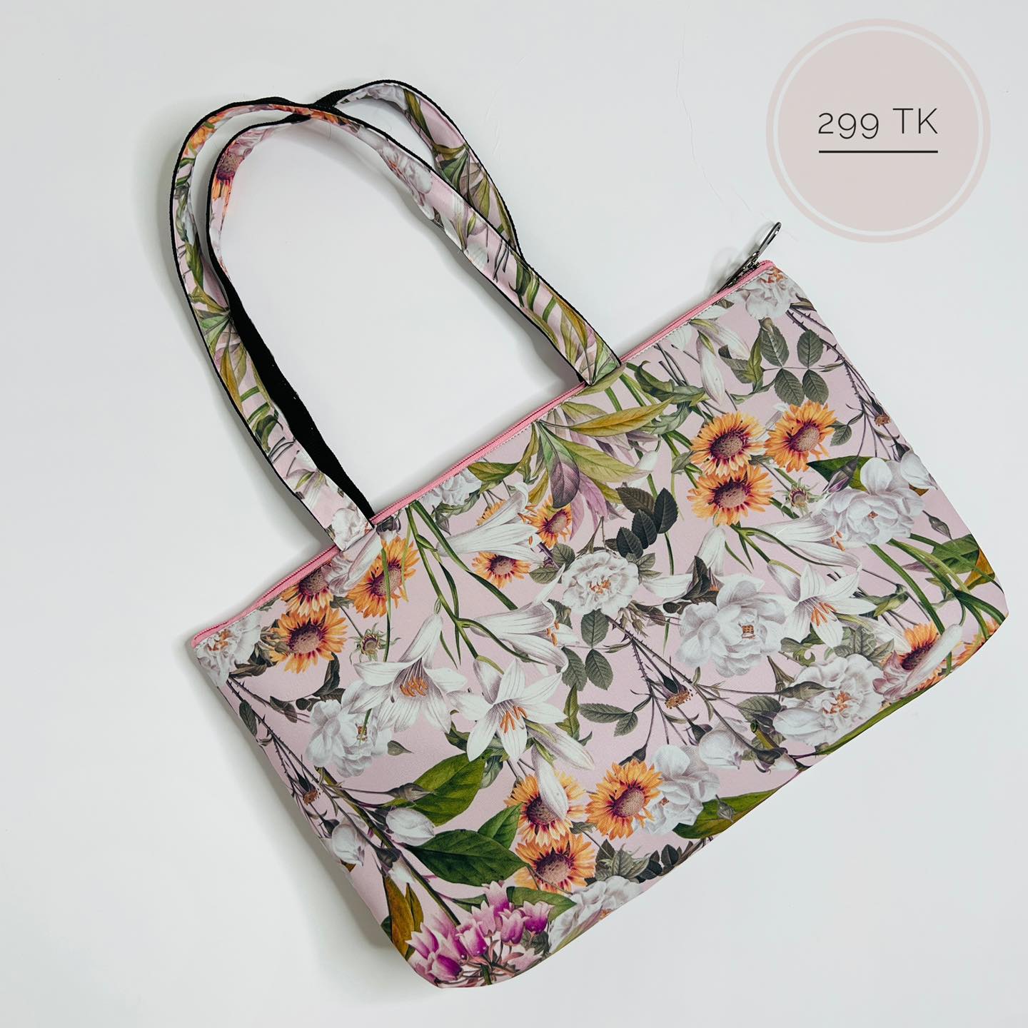 PINK FLORAL TOTE BAG