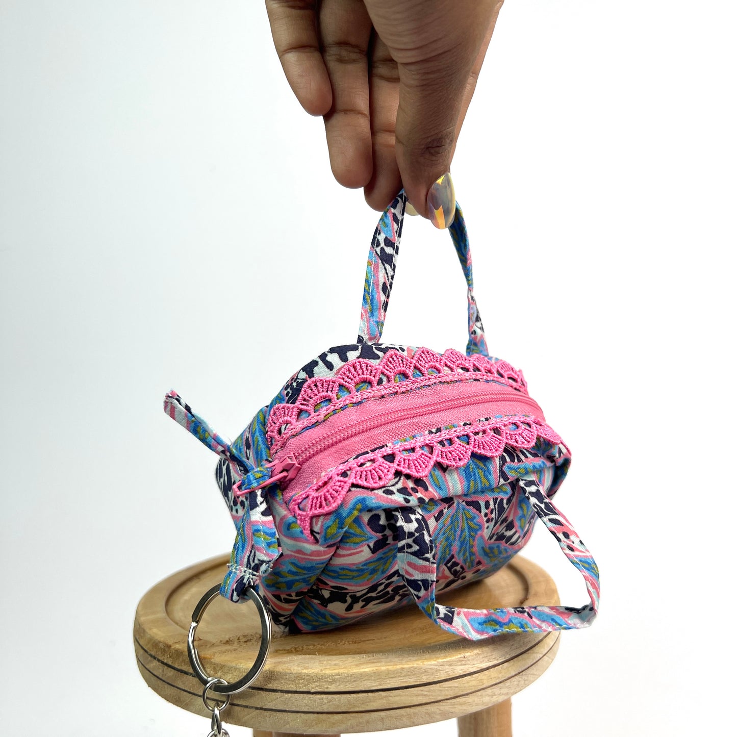 Blue Pink Key Charm