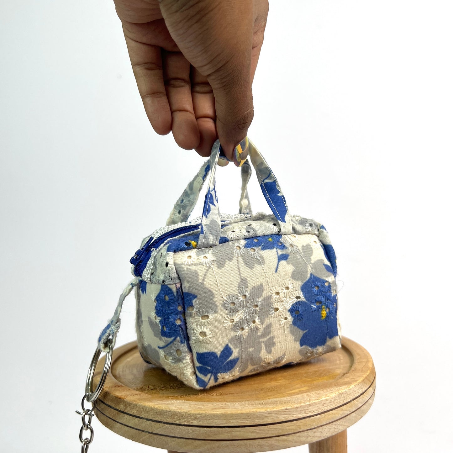 White Floral Key Charm