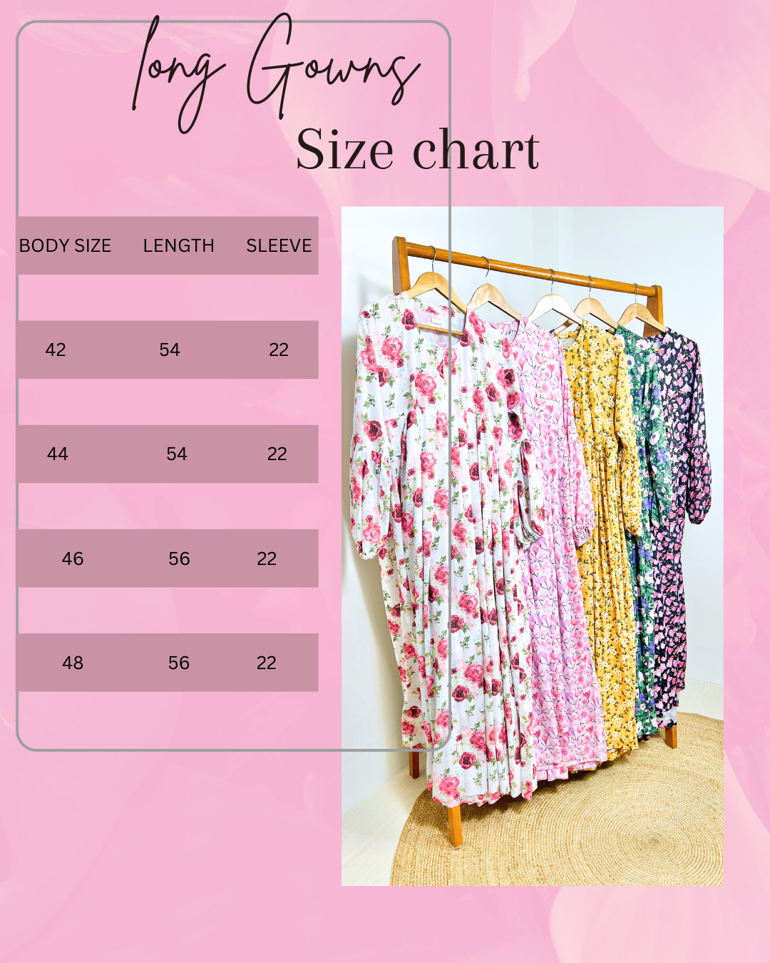 Pink Floral Long Gown